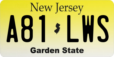 NJ license plate A81LWS