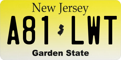 NJ license plate A81LWT