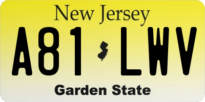 NJ license plate A81LWV