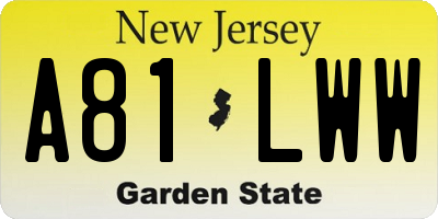NJ license plate A81LWW