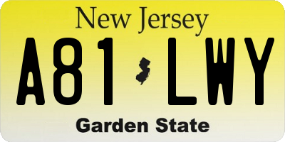 NJ license plate A81LWY