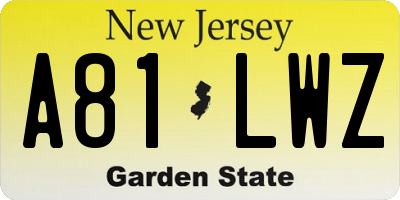 NJ license plate A81LWZ