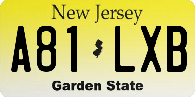 NJ license plate A81LXB
