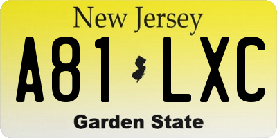 NJ license plate A81LXC