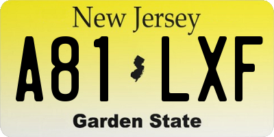 NJ license plate A81LXF