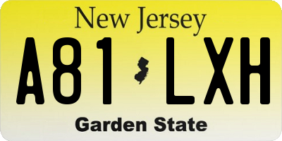 NJ license plate A81LXH