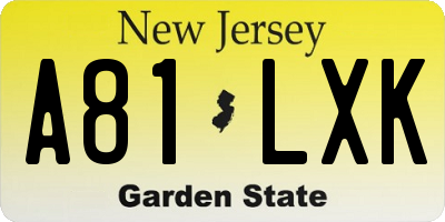 NJ license plate A81LXK