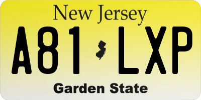 NJ license plate A81LXP