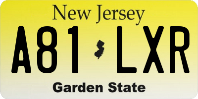 NJ license plate A81LXR