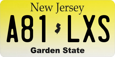 NJ license plate A81LXS