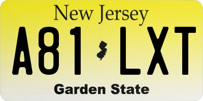 NJ license plate A81LXT