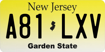 NJ license plate A81LXV