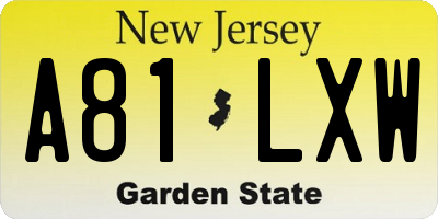 NJ license plate A81LXW