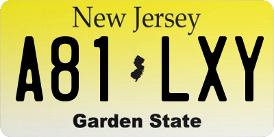 NJ license plate A81LXY