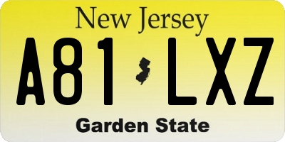 NJ license plate A81LXZ
