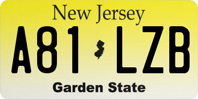 NJ license plate A81LZB