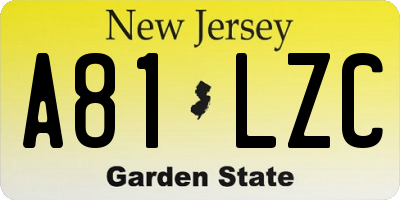 NJ license plate A81LZC