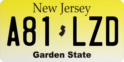 NJ license plate A81LZD
