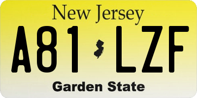 NJ license plate A81LZF
