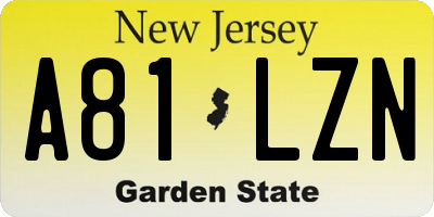 NJ license plate A81LZN