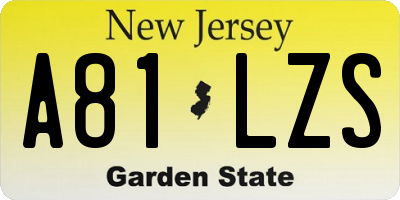 NJ license plate A81LZS