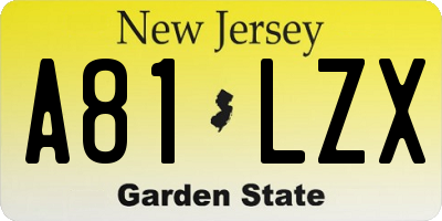 NJ license plate A81LZX