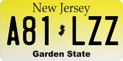 NJ license plate A81LZZ