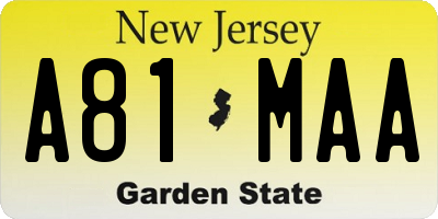 NJ license plate A81MAA
