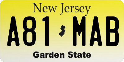 NJ license plate A81MAB