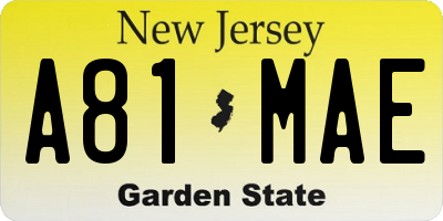 NJ license plate A81MAE