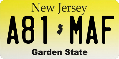 NJ license plate A81MAF