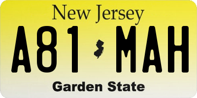 NJ license plate A81MAH