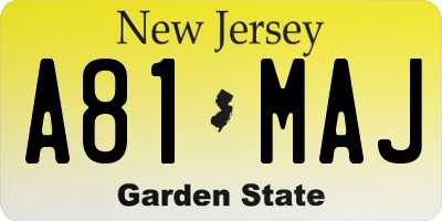 NJ license plate A81MAJ