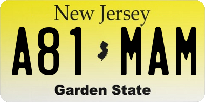 NJ license plate A81MAM