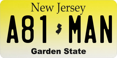 NJ license plate A81MAN