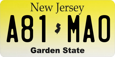 NJ license plate A81MAO