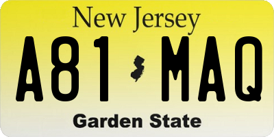 NJ license plate A81MAQ