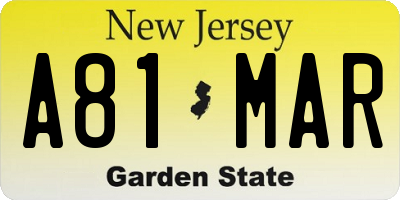 NJ license plate A81MAR