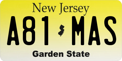 NJ license plate A81MAS