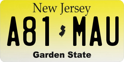 NJ license plate A81MAU