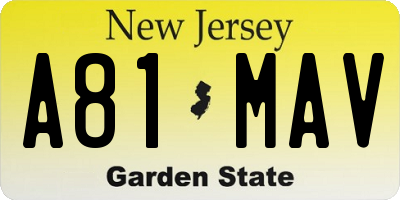 NJ license plate A81MAV