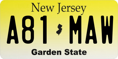 NJ license plate A81MAW