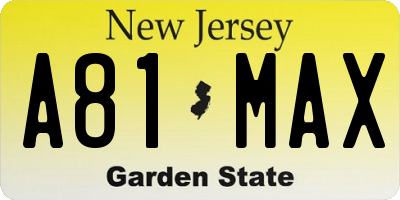 NJ license plate A81MAX