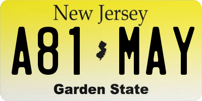 NJ license plate A81MAY
