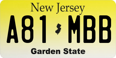 NJ license plate A81MBB