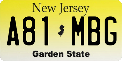 NJ license plate A81MBG