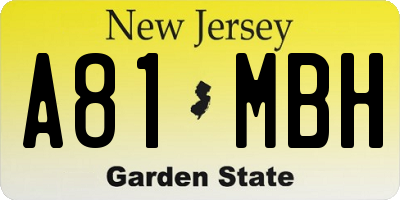 NJ license plate A81MBH