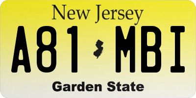 NJ license plate A81MBI