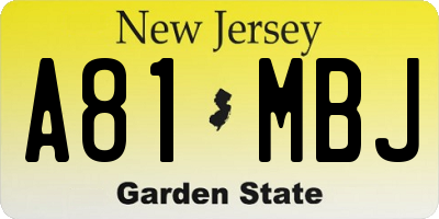 NJ license plate A81MBJ