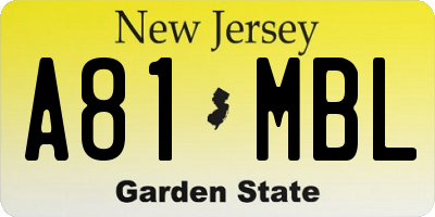 NJ license plate A81MBL